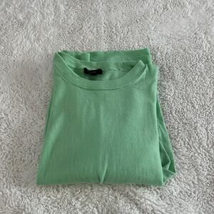 J.Crew Womens Lime Green Merino Wool Crewneck Sz M Preppy Teacher Country Club